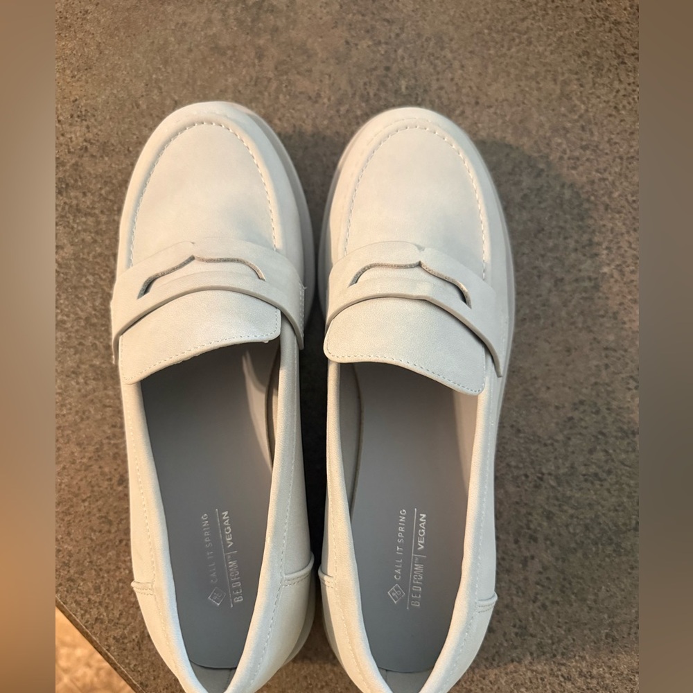 Call It Spring Lt Grey Vegan Penny Loafers